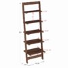 5-Tier Slatted Wood Leaning Ladder Shelf for Narrow Storage, Wooden Bookcase for Living Room, Bathroom, Kitchen, Office or Bedroom, Black Finish