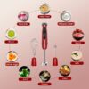 Immersion Hand Blender,5-in-1 1100W Multi-Function Handheld Stick Blender with 24-Speed, Stainless Steel Blades, Chopper, Beaker, 600ml, New Mixer Milk Frother for Baby Food/Smoothies/Puree