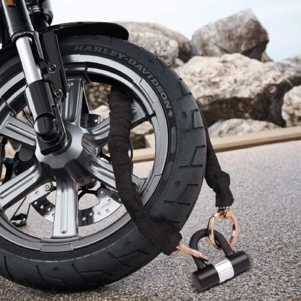 Motorcycle Lock Chain Locks Heavy Duty 3ft Long, Cut Proof 0.4 inch Thick Colorful Square Chains with 4 Keys 16mm U Lock for Motorcycles, Bike, Generator, Gates
