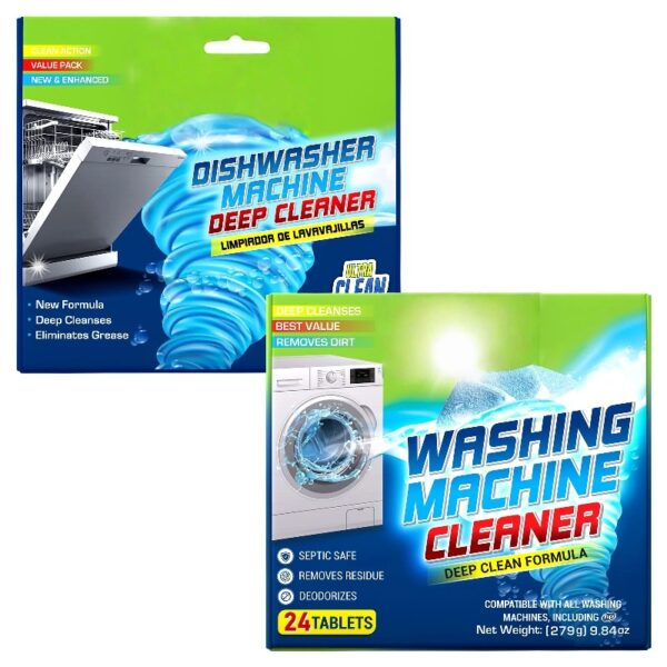 Washing Machine Cleaner and Dishwasher Cleaner Tablets Bundle - 24 Pack Each
