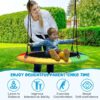 40” Tree Swing with LED Lights for Kids Adults, Indoor Outdoor Flying Saucer Swing with Adjustable Multi-Strand Hanging Ropes for Tree, Backyard, Playground ,Colorful