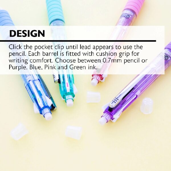 BAZIC 2-In-1 Mechanical Pencil & 4-Fashion Color Pen with Grip, 1.0 mm Bold Point, HB Pencil Lead, 24-Pack