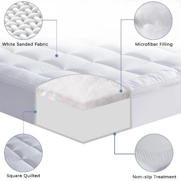 Extra Thick Mattress Topper, Cooling Mattress Pad Cover, Organic Cotton Pillow Top Protector with 8-21 Inch Deep Pocket, Twin Size