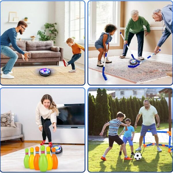 3-in-1 LED Soccer Hockey Bowling Set Indoor/Outdoor Toys, Gifts for 3 4 5 6 7 8+ Years Boy Girl