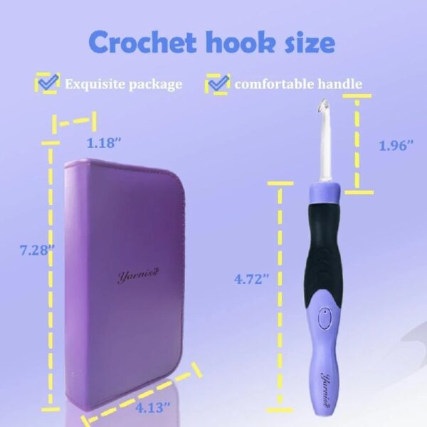 Yarniss Crochet Hooks Set with Digital Counter, 17 Sizes Light Up Crochet Hooks 2.5mm-14.0mm