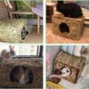 Tfwadmx Rabbit Grass House, Extra Large - Natural Hand Woven Seagrass Play Hay Bed, Hideaway Hut Toy for Bunny Hamster Guinea Pig Chinchilla Ferret
