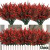 RECUTMS 20 Bundles Outdoor Artificial Plant UV Resistant Fake Plants, Faux Plastic Greenery for Indoor Outside Hanging Plants Garden Porch Window(White)