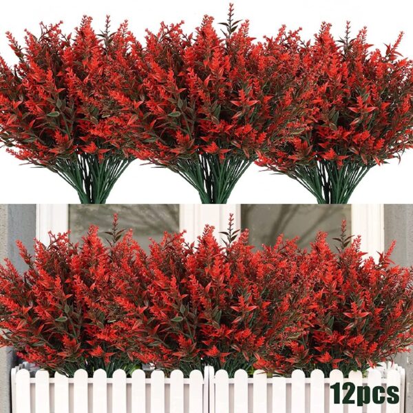 RECUTMS 20 Bundles Outdoor Artificial Plant UV Resistant Fake Plants, Faux Plastic Greenery for Indoor Outside Hanging Plants Garden Porch Window(White)