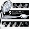 9 Setting Handheld Shower Head,High Pressure Shower Head with Filter,Silver
