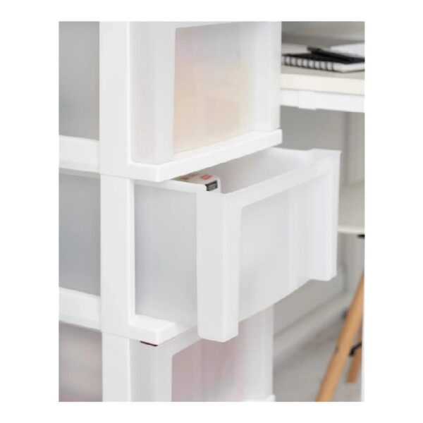 IRIS 4-Drawer Narrow Plastic Storage Drawer Cart with Organizer Top, White
