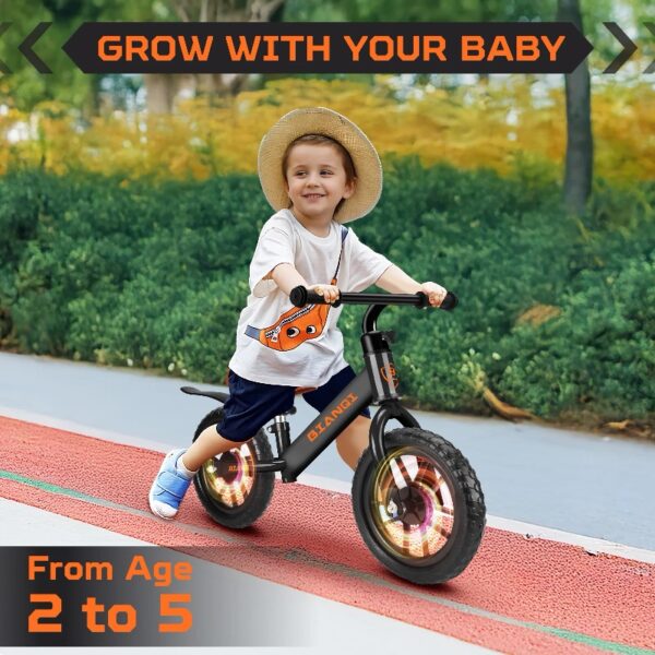 Kid Balance Bike, 12'' Toddlers Training Bicycle for 2-5 Years Old Boys Girls, Lightweight with Lighting up Wheels, Bule