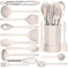 Black Silicone Cooking Utensils Set - 446°F Heat Resistant Kitchen Utensils,Turner Tongs,Spatula,Spoon,Brush,Whisk,Kitchen Utensil Gadgets Tools Set for Nonstick Cookware,Dishwasher Safe (BPA Free)