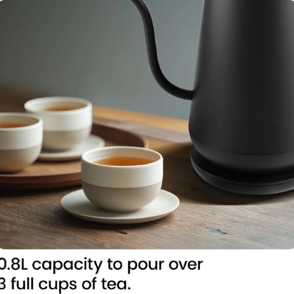 Precise Pour 0.8L Electric Gooseneck Kettle with Automatic Shut-Off – Black