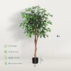 DR.Planzen 5 feet Artificial Ficus Tree, Tall Lifelike Greenery with Natural Wood Trunk for Living Room, office floor and corner decor