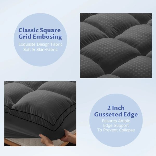Extra Thick Queen Mattress Topper, Cooling Mattress Pad Cover, 2