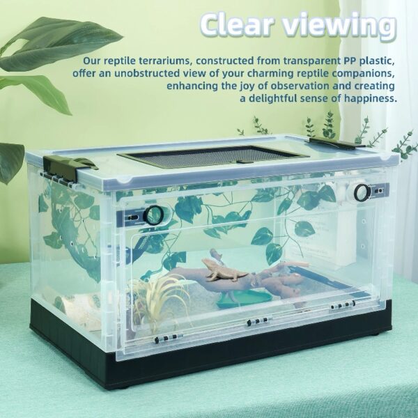 Reptile Terrarium Kit - Snake Terrarium & Bearded Dragon Tank with Clear Views Foldable Hermit Crab Cage, Lizard Tank & Crested Gecko Habitat Heat-Safe Iron Mesh Medium