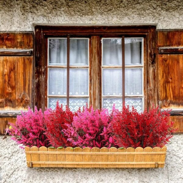 RECUTMS 20 Bundles Outdoor Artificial Plant UV Resistant Fake Plants, Faux Plastic Greenery for Indoor Outside Hanging Plants Garden Porch Window(White)