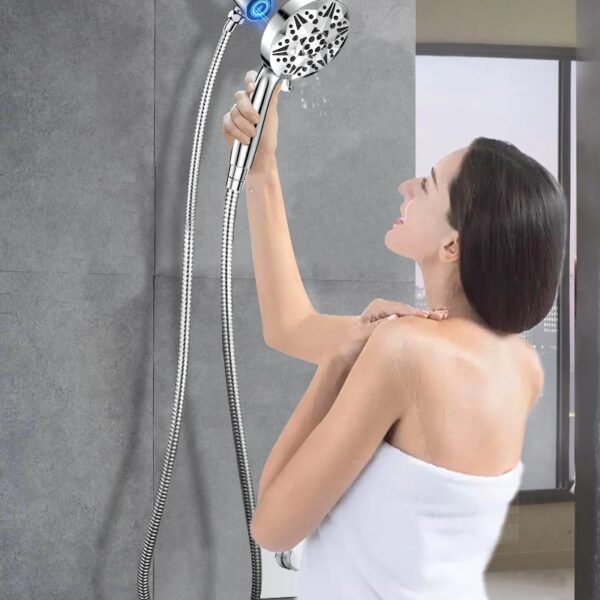 Handheld Showerhead w/ Magnetic Docking Brackets,High Pressure 10 Spray Modes Shower Head,New