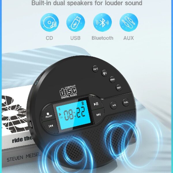 NEW 2025 CD Player Portable with Bluetooth,  2000mAh Rechargeable Discman CD Player for Car