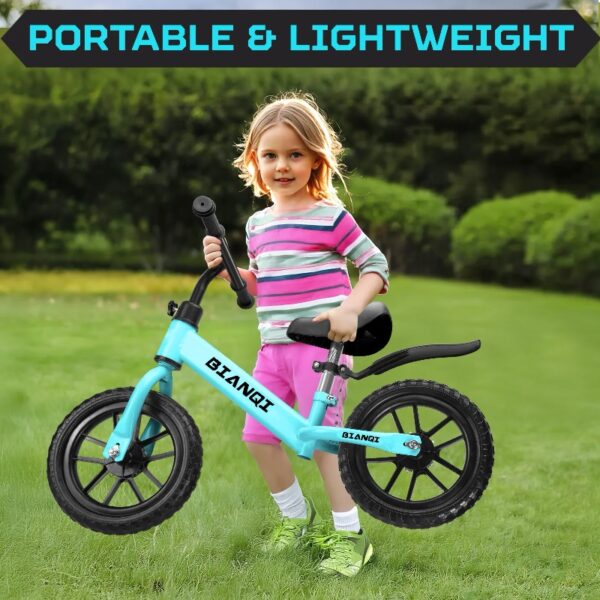 Kid Balance Bike, 12'' Toddlers Training Bicycle for 2-5 Years Old Boys Girls, Lightweight with Lighting up Wheels, Bule