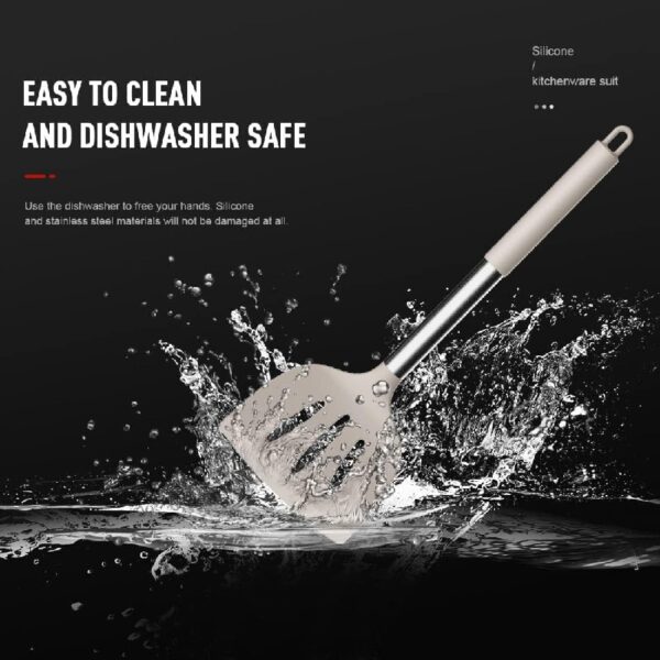 Silicone Cooking Utensils Set - Heat Resistant Stainless Steel Kitchen Utensils, Baking Tools Kitchen Gadgets,Turner, Tongs,Spatula,Spoon,Brush,Whisk,Non-Stick, Dishwasher Safe,BPA FREE (Khaki)