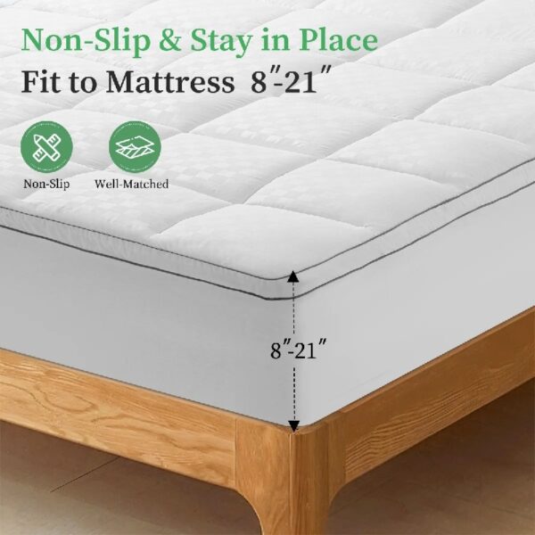 Extra Thick Queen Mattress Topper, Cooling Mattress Pad Cover, Mattress Protector with 8-21 Inch Deep Pocket,White