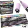 24 Flexible Brush Tip Acrylic Paint Pens Markers Set 1-7mm(PASTEL)