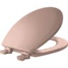 Round Enameled Wood Toilet Seat in White with Easy·Clean Hinge