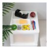 IRIS 4-Drawer Narrow Plastic Storage Drawer Cart with Organizer Top, White