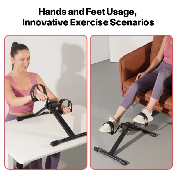 Mini Under Desk Bike Pedal Exerciser, Portable Folding Pedal Exerciser with Adjustable Resistance, Under Desk Bicycle Peddler for Arm and Leg Workout with LCD Monitor & Calorie Tracker