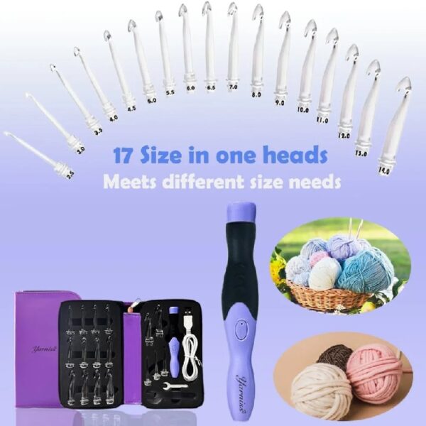 Yarniss Crochet Hooks Set with Digital Counter, 17 Sizes Light Up Crochet Hooks 2.5mm-14.0mm
