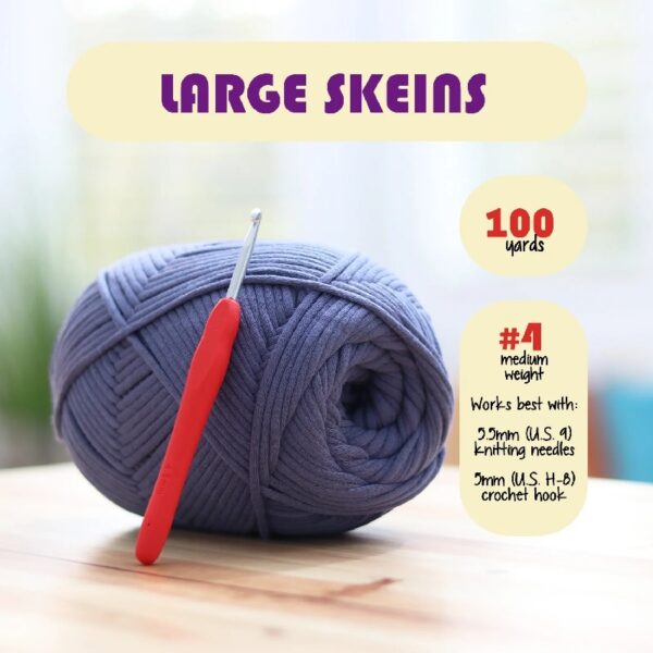 Soft Yarn for Crocheting, Crochet & Knitting Yarn, Beginner Yarn with Easy-to-See Stitches, 1200 Yards Cotton-Nylon Blend Tshirt Yarn for Crocheting, Worsted Weight Yarn 4