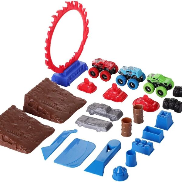 Dazmers Monster Truck Sand Play Set Sensory Kit for 3-4, 5 Year Old, Toddlers