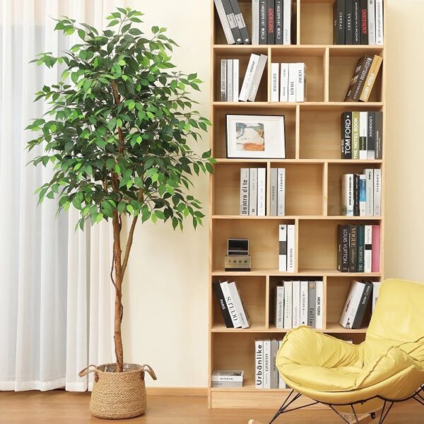 DR.Planzen 5 feet Artificial Ficus Tree, Tall Lifelike Greenery with Natural Wood Trunk for Living Room, office floor and corner decor