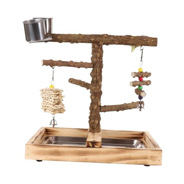 Stgfyxgs Birds Wood Perches Wooden Bird Toys Playground Bird Cage Accessories with Removable Tray for Parakeets Lovebird Canaries Macaw
