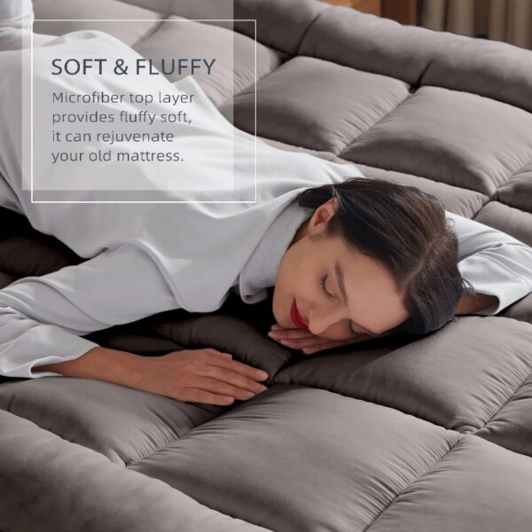 Extra Thick Mattress Topper, Cooling Mattress Pad Cover, Organic Cotton Pillow Top Protector with 8-21 Inch Deep Pocket, Twin Size