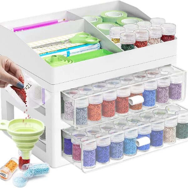 ARTDOT Diamond Art Beads Storage Organizer Box for Diamond Painting Drill 96 Jars