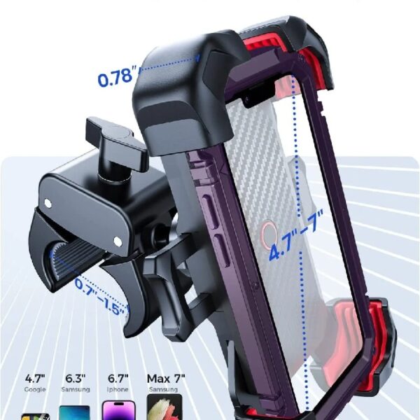(2 pack) Motorcycle Phone Mount Bike Phone Holder, Auto Lock Adjustable Handlebar Phone Holder Mount for 4.7