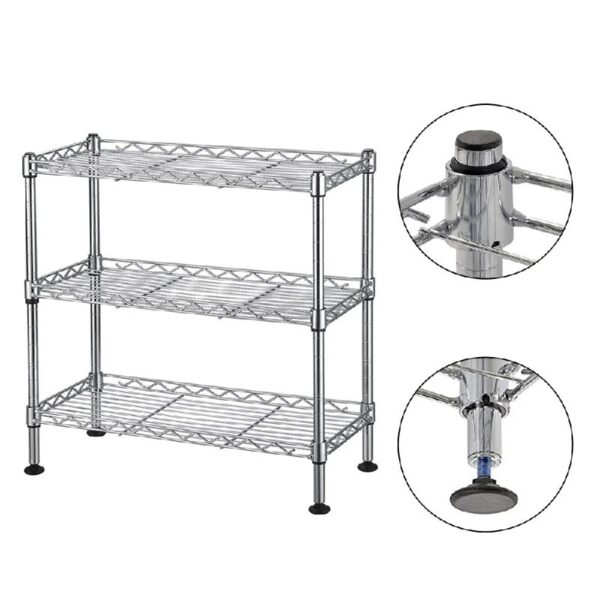 3 Tier Spice Storage Rack, Metal Wire Kitchen Shelving Unit ,18'' L x 8'' W x 18'' H