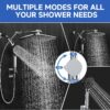 12 Inch Coverage High Pressure Rain Shower Head Combo with Adjustable Extension Arm, Wide Rainfall & 5 Modes Handheld Showerhead, Dual Anti-Clog Nozzles for Ultimate Experience, Silver Chrome