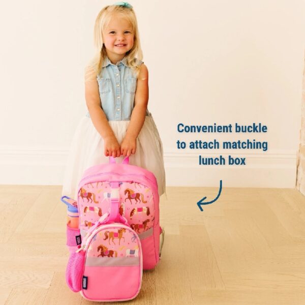 Wildkin Kids Pack-It-All 15 Inch School & Travel Backpack in Pink for Girls, Front strap for attaching Wildkin's Clip-in Lunchbox, Generously sized exterior front pocket (Mermaid Undercover)