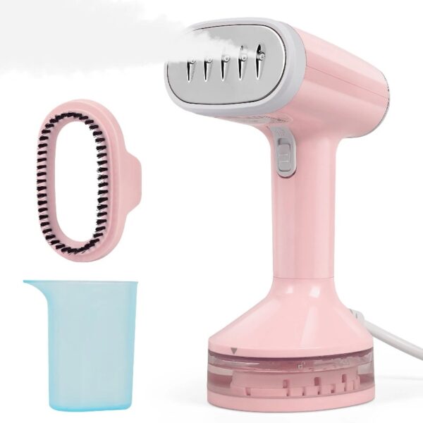 Steamer for Clothes, 1500W Handheld Garment Steamer, Steam Iron, Portable Travel Fabric Wrinkles Remover, 15s Fast Heat-up, Pink