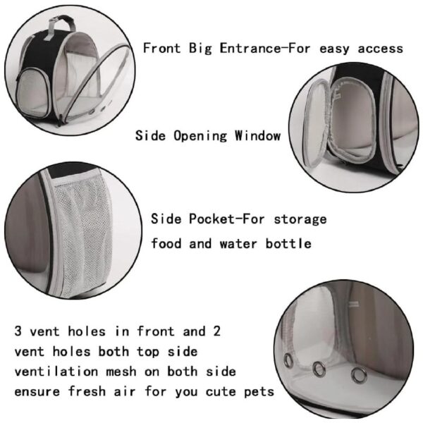 Portable Small Animal Travel Pet,Guinea Pig Backpack,Reptile Travel Backpack for Bearded Dragon Lizards Sugar Glider Hedgehog Rat Squirrel s,Breathable Handbag Airline Approved (Black, Backpack)
