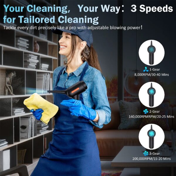 Handheld Car Vacuum Cleaner, 18000PA Hand Held Vacuum Portable Cordless, 2 in 1 Air Duster and Vacuum Cleaner with Multi-Nozzles, High Power Mini Vacuum for Home, Pet, Office