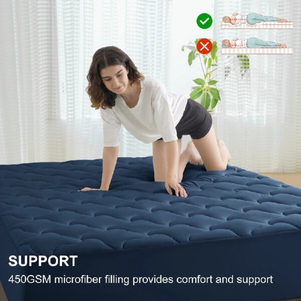Queen Mattress Pad, Quilted Fitted Mattress Topper Protector, Cooling Breathable Bed Cover with 8-21