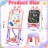 WonderStone 4-in-1 Kids Table and Chairs Adjustable Easel Toy for Ages 2-4, Flippable Sided Magnetic Drawing Board with Storage, Gift for Toddlers