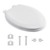 Elongated Wood Toilet Seat in White, Oval Wooden Toilet Seat, Adjustable & Easy to Clean