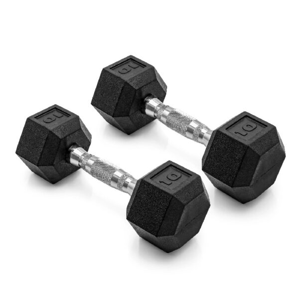 10lb Coated Rubber Hex Dumbbell, Pair