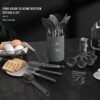 Silicone Cooking Utensils Set - Heat Resistant Stainless Steel Kitchen Utensils, Baking Tools Kitchen Gadgets,Turner, Tongs,Spatula,Spoon,Brush,Whisk,Non-Stick, Dishwasher Safe,BPA FREE (Khaki)