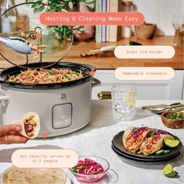 4Qt Slow Cooker with Touch-Activated Display, White Icing by Drew Barrymore
